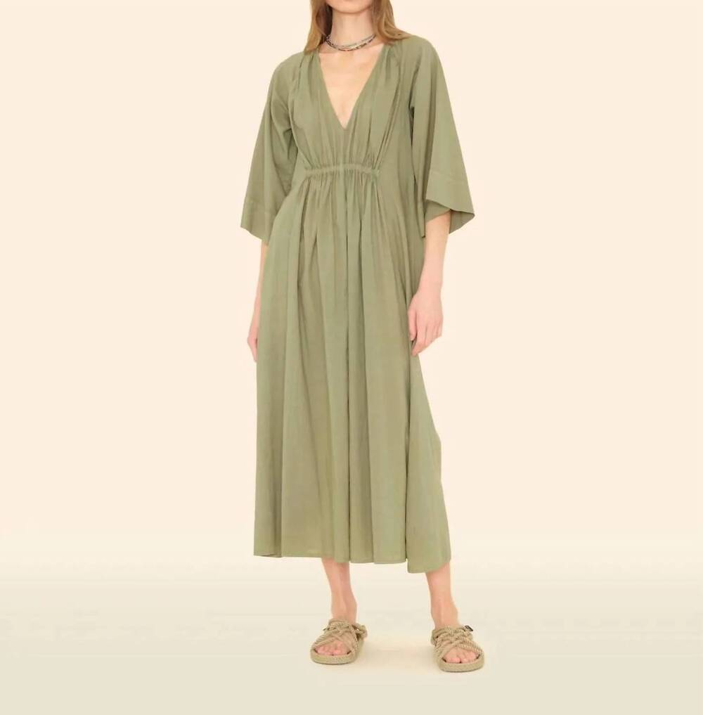 NEW XIRENA angela v-neck dress in dark seagrass
